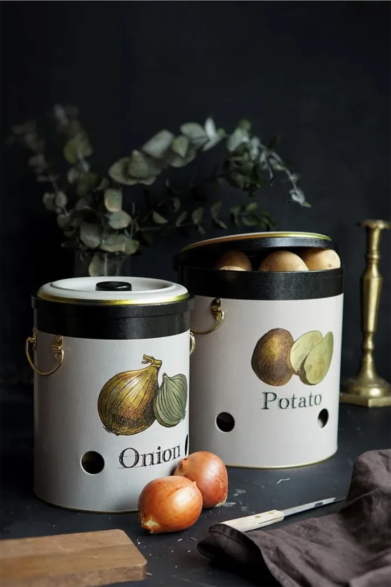 Set 2 Pezzi Contenitore Per Patate Cipolle Aglio Con Coperchio Il Gruppone