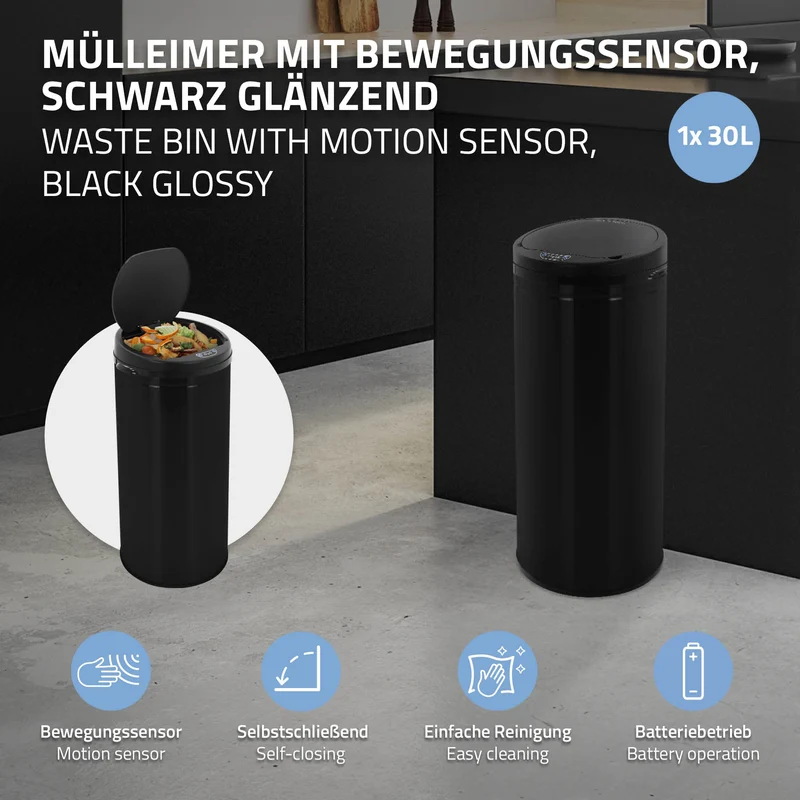 Mülleimer mit Sensor aus Edelstahl gebürstet ML-Design