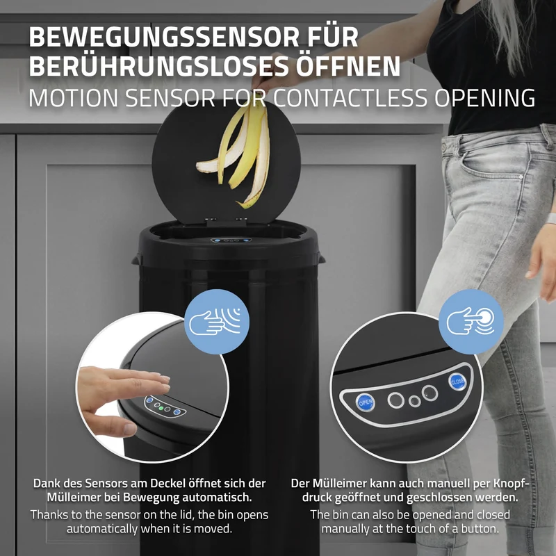 Mülleimer mit Sensor aus Edelstahl gebürstet ML-Design