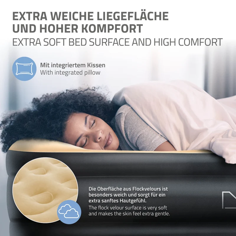 Luftbett Luftmatratze mit eingebauter Luftpumpe für eine Person ML-Design