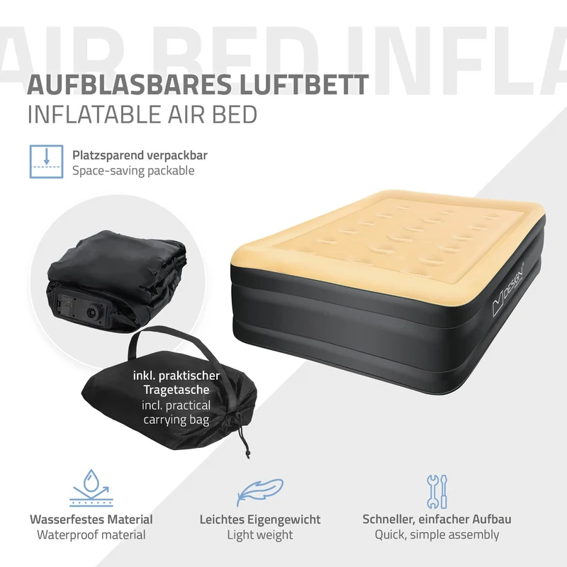 Luftbett Luftmatratze mit eingebauter Luftpumpe für eine Person ML-Design