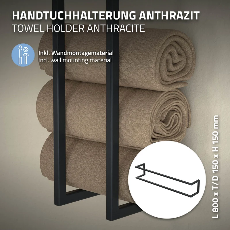 Handtuchhalter 15 x 15 cm aus Stahl ML-Design