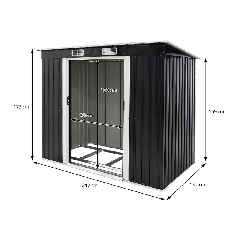 Gerätehaus mit Pultdach aus Stahlblech ML-Design