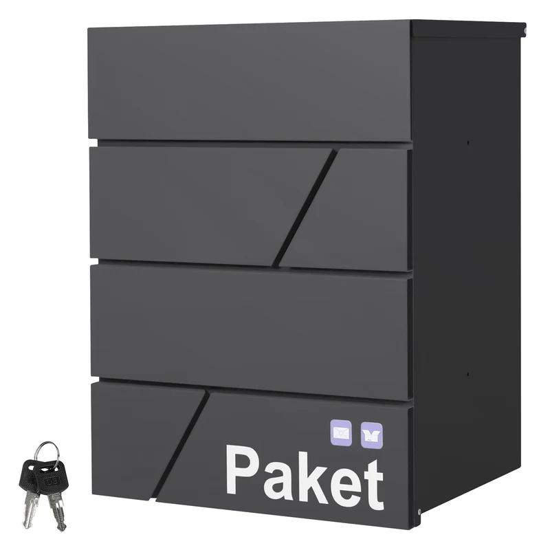Paketbriefkasten aus Stahl optional mit Ständer inkl. 2 Schlüssel