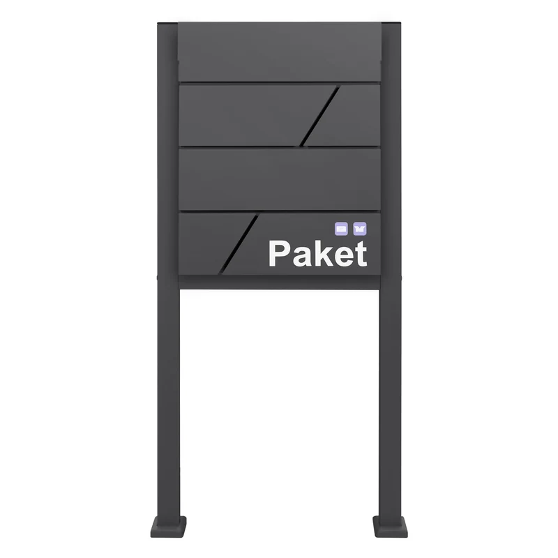 Paketbriefkasten aus Stahl optional mit Ständer inkl. 2 Schlüssel