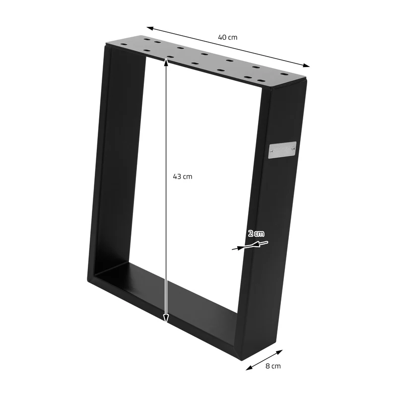 Tischbeine Tischgestell 2er Set U-Design schräg 40 x 43 cm aus Stahl ML-Design
