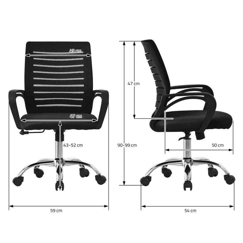 Schreibtischstuhl Classic Ergonomischer Bürostuhl mit Armlehnen Netzgewebe mit Rollen ML-Design