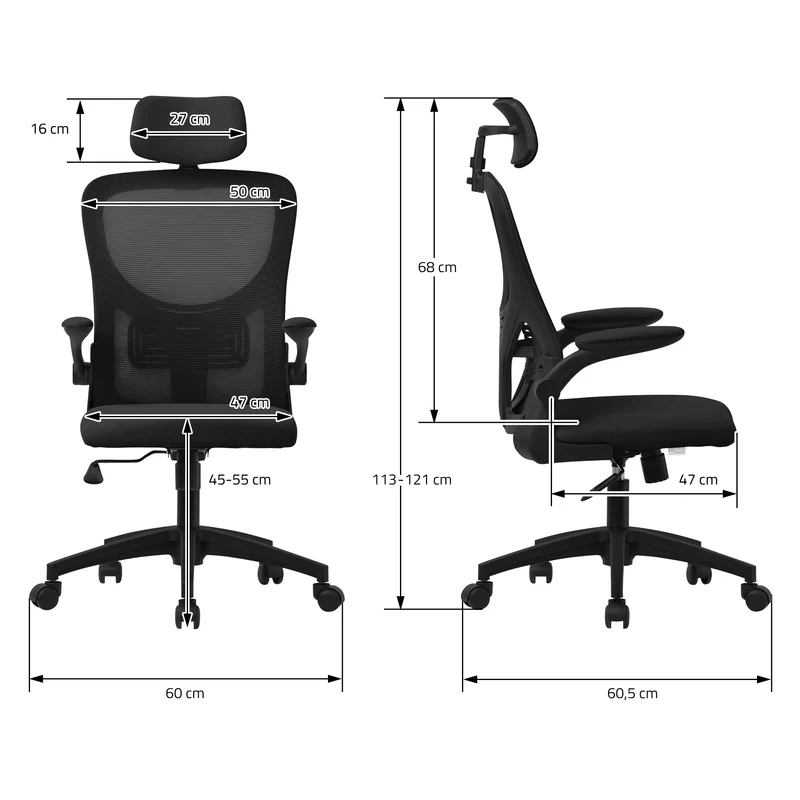 Schreibtischstuhl Ergonomic Ergonomischer Bürostuhl Netzgewebe mit verstellbarer Kopfstütze und Rollen ML-Design