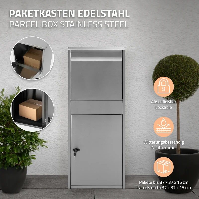 Paketbriefkasten 41x103x38 cm aus Edelstahl ML-Design