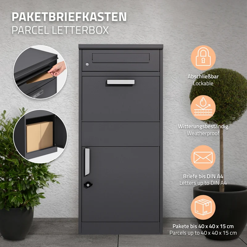 Paketbriefkasten 50 x 112 x 37 cm aus verzinktem Stahl ML-Design