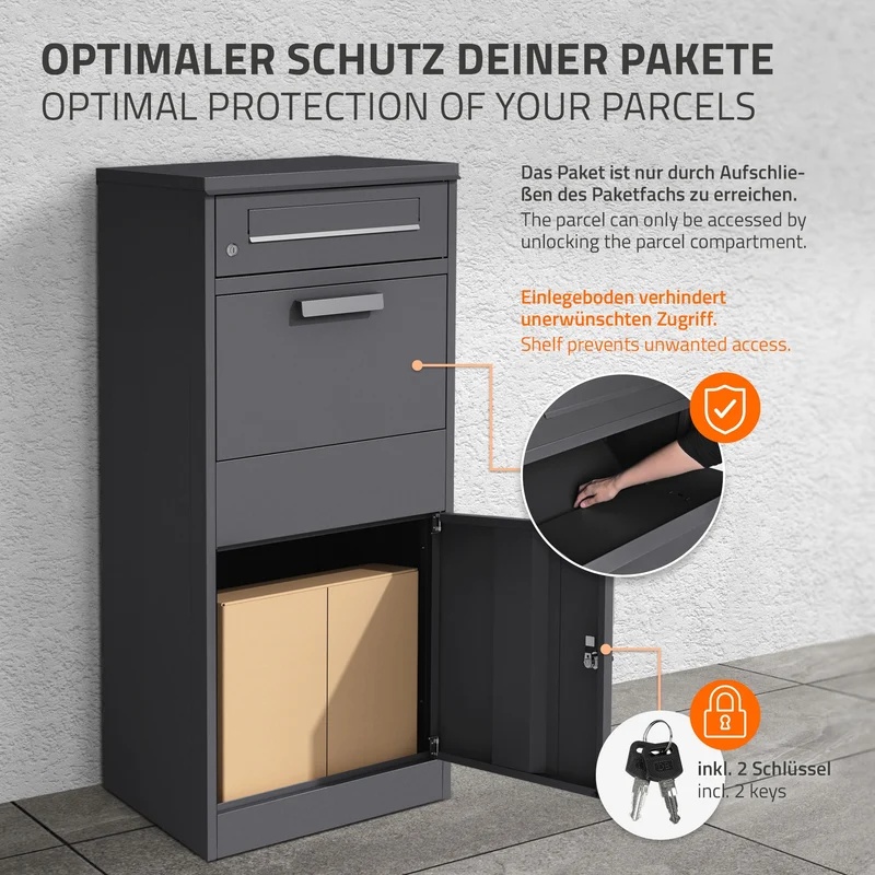Paketbriefkasten 50 x 112 x 37 cm aus verzinktem Stahl ML-Design