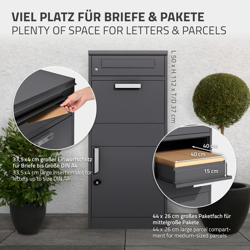 Paketbriefkasten 50 x 112 x 37 cm aus verzinktem Stahl ML-Design