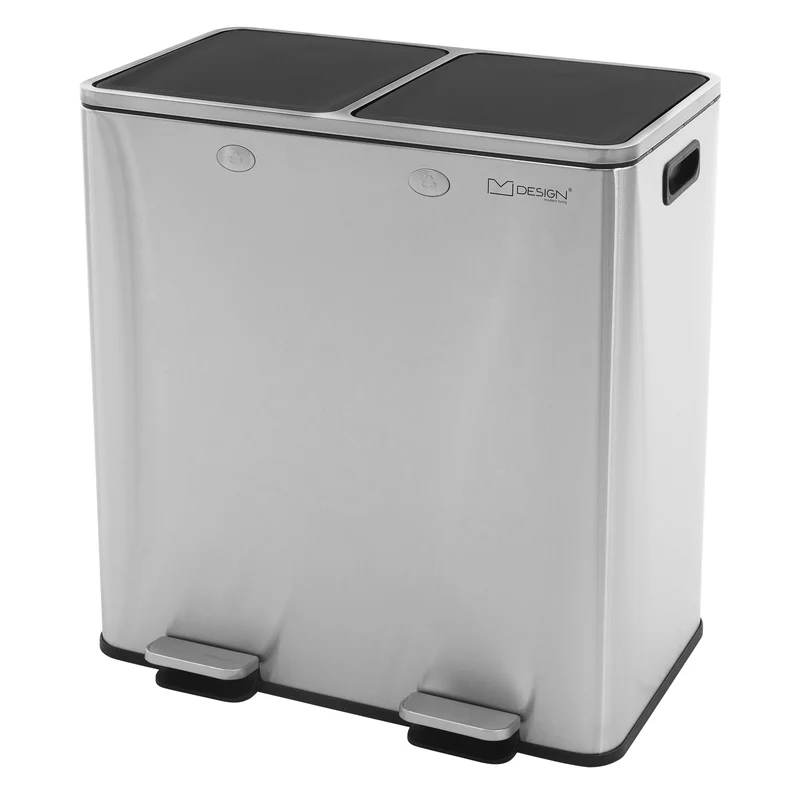 Mülleimer mit Trennsystem 2x Fächer 30L aus Stahl ML-Design