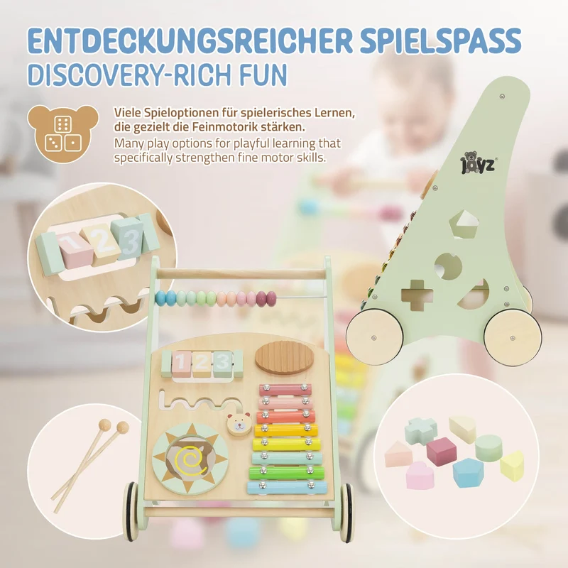 Laufwagen mit Activity Center 36x32x46 cm aus Holz Joyz