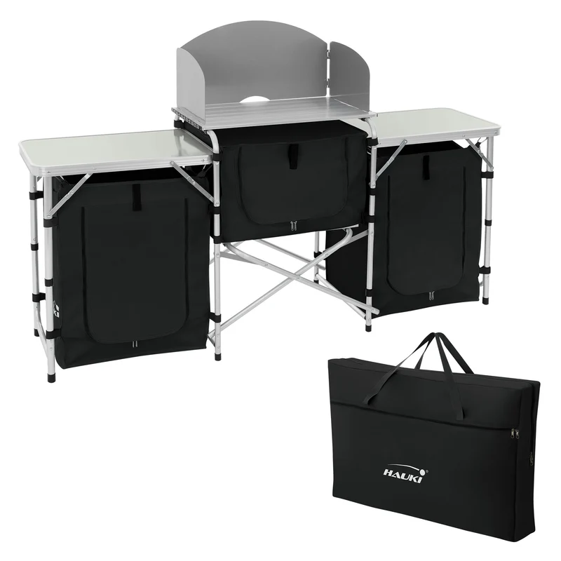 Camping Küche faltbar mit Tragetasche aus Aluminium inkl. Arbeitsplatte Hauki