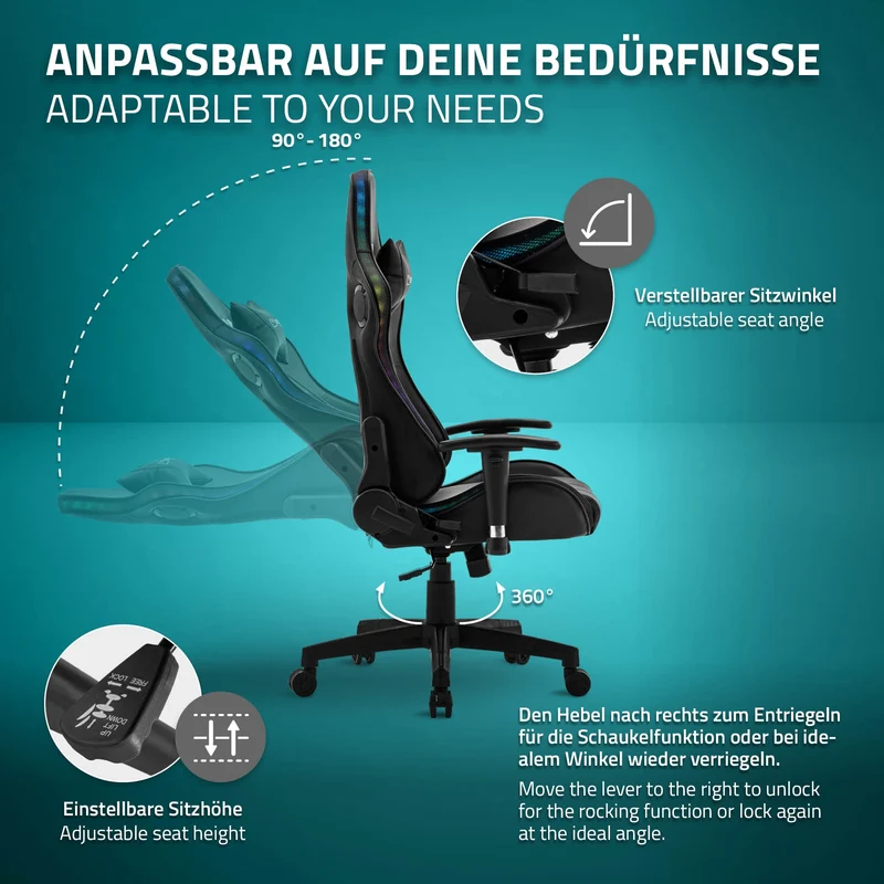 Gaming Stuhl PVC-Leder RGB