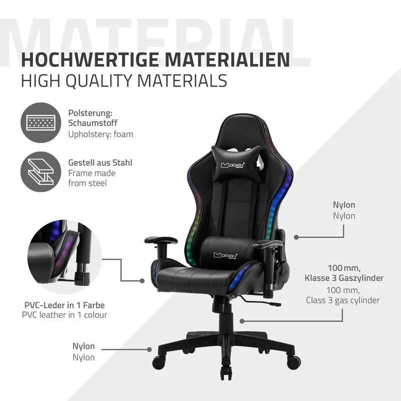 Gaming Stuhl PVC-Leder RGB