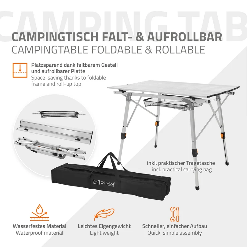 Campingtisch faltbar 90x51,5 cm aus Aluminium ML-Design