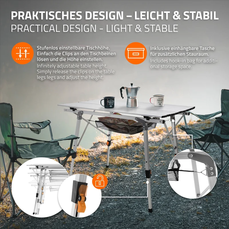 Campingtisch faltbar 90x51,5 cm aus Aluminium ML-Design
