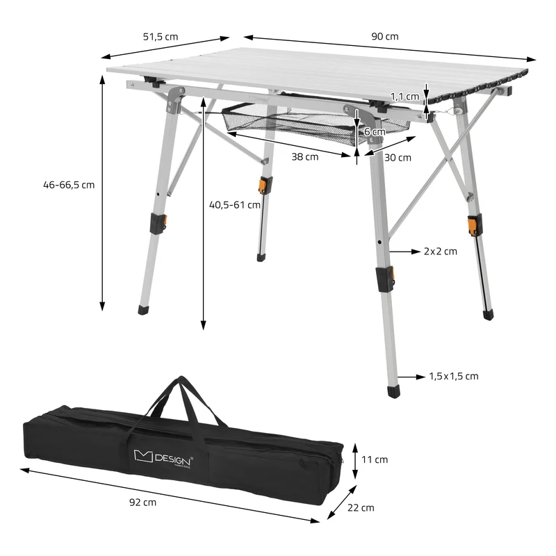 Campingtisch faltbar 90x51,5 cm aus Aluminium ML-Design