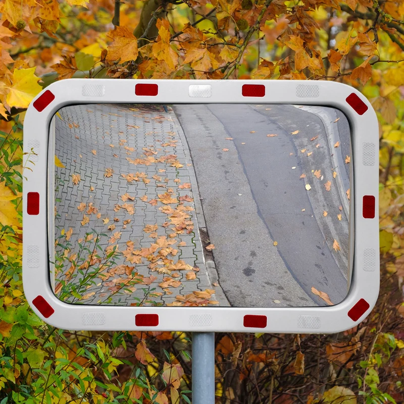 Verkehrsspiegel Sicherheitsspiegel konvex mit Reflektoren inklusive Halterung
