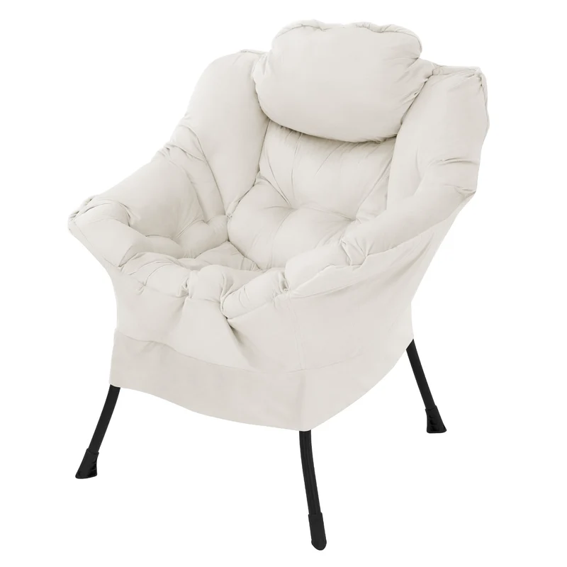 Relaxsessel Loungesessel mit Armlehnen und dickem Kopfkissen und Metallgestell bis 120 kg ML-Design