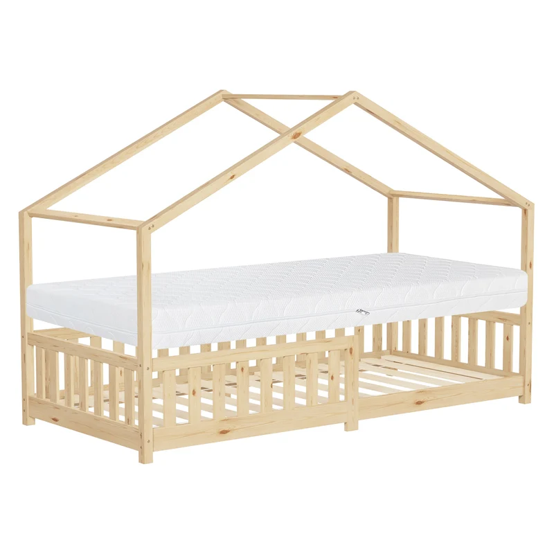 ML-Design | Kinderbett Haus aus Kiefernholz mit Lattenrost & Rausfallschutz