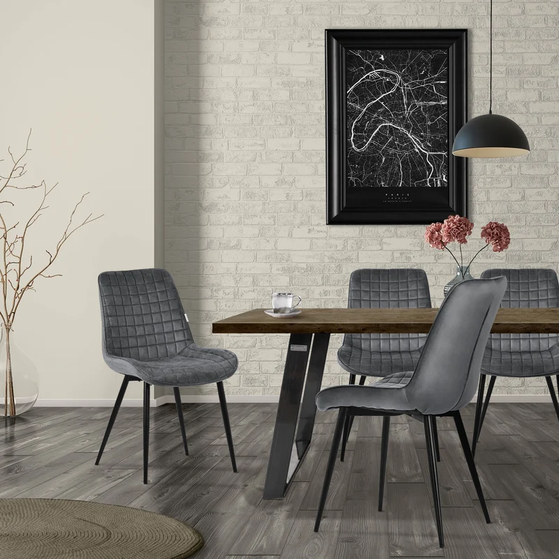 Esszimmerstuhl Set mit Rückenlehne Waffel Steppung ML-Design