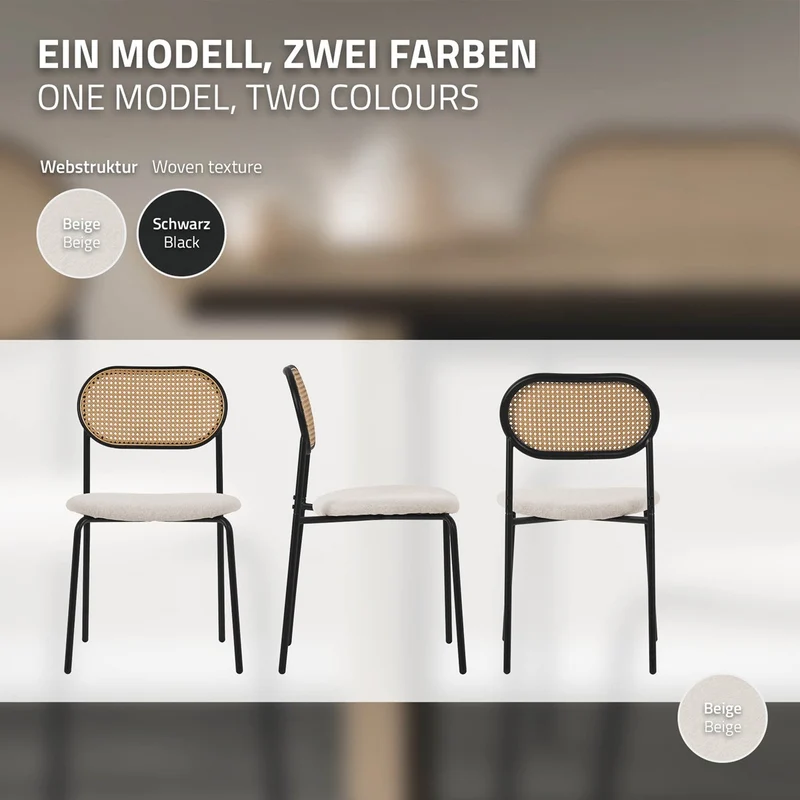 Esszimmerstuhl 2er Set in Rattan Optik mit Rückenlehne bis 120 Kg ML-Design