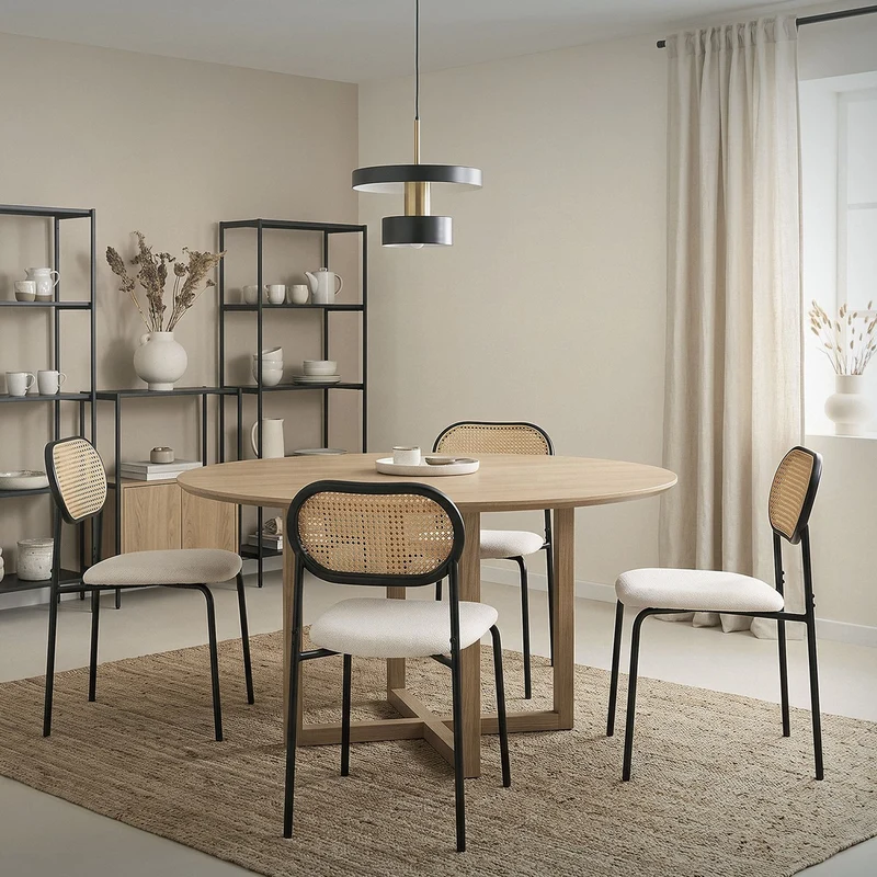 Esszimmerstuhl 2er Set in Rattan Optik mit Rückenlehne bis 120 Kg ML-Design