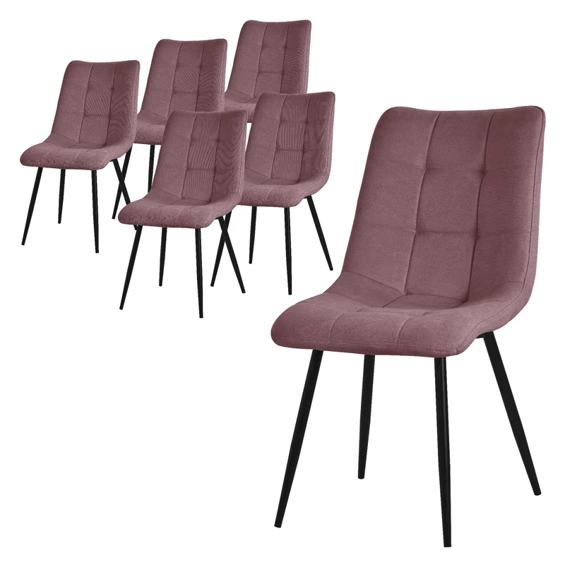 Esszimmerstuhl Küchenstuhl 2er Set mit Polyesterbezug und Stahlbeinen ML-Design