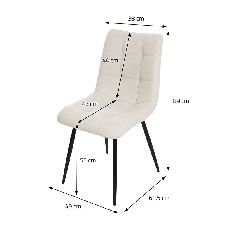 Esszimmerstuhl Küchenstuhl 2er Set mit Polyesterbezug und Stahlbeinen ML-Design