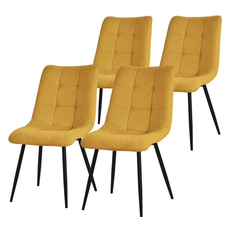 Esszimmerstuhl Küchenstuhl 2er Set mit Polyesterbezug und Stahlbeinen ML-Design