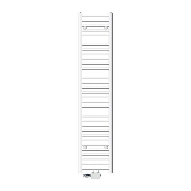 Badheizkörper Mittelanschluss 300x1800 mm Weiß gerade mit Universale Anschlussgarnitur LuxeBath