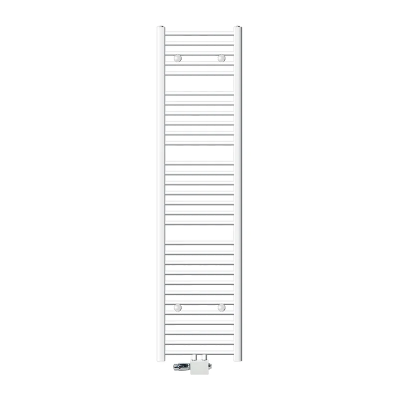 Badheizkörper Mittelanschluss 400x1800 mm Weiß gerade mit Universale Anschlussgarnitur LuxeBath