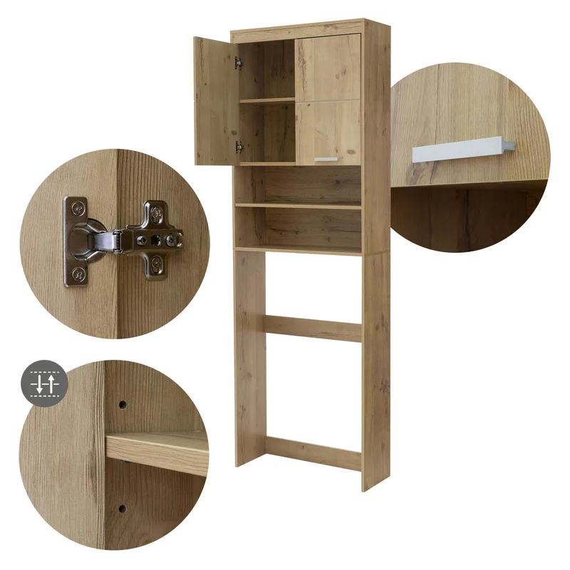 Waschmaschinenschrank Waschmaschinenregal mit 2 Türen & 2 Ablagen ML-Design