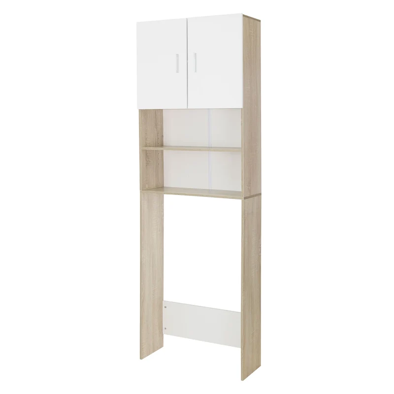 Waschmaschinenschrank Waschmaschinenregal mit 2 Türen & 2 Ablagen ML-Design