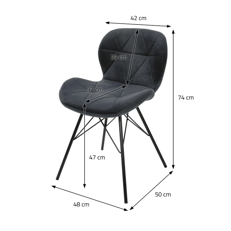 Esszimmerstuhl Set Dreiecksteppung Samtbezug mit Metallbeinen inkl. Montagematerial ML-Design
