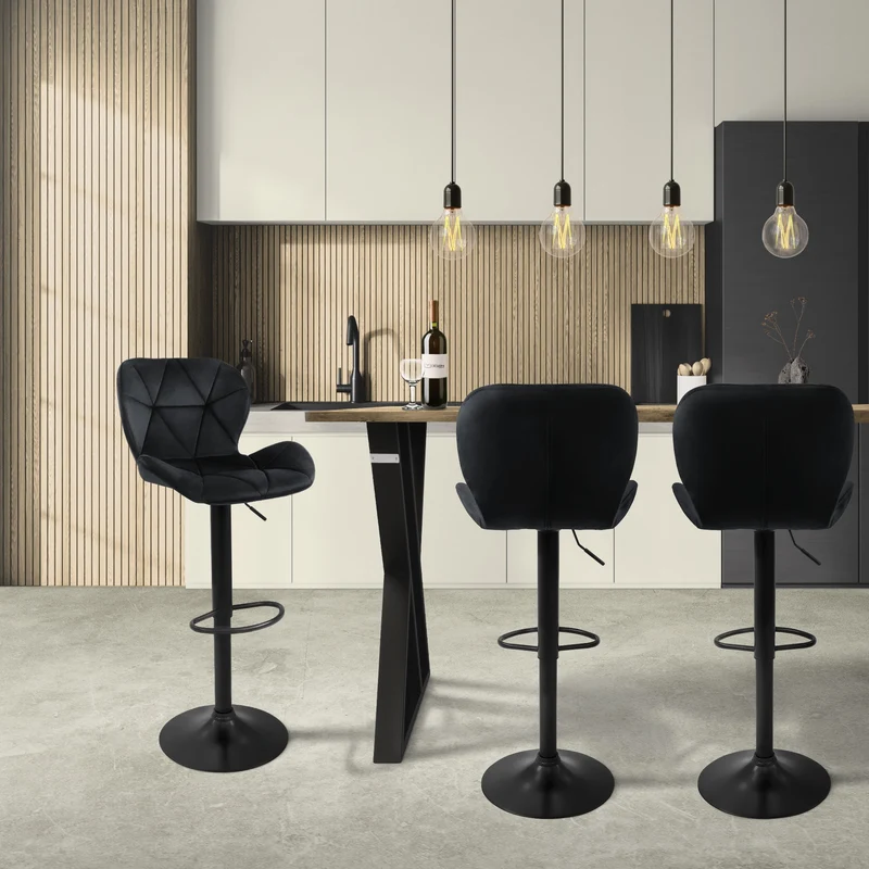 Barhocker Set Dreieck Steppung Höhenverstellbar mit Rückenlehne & Fußstütze