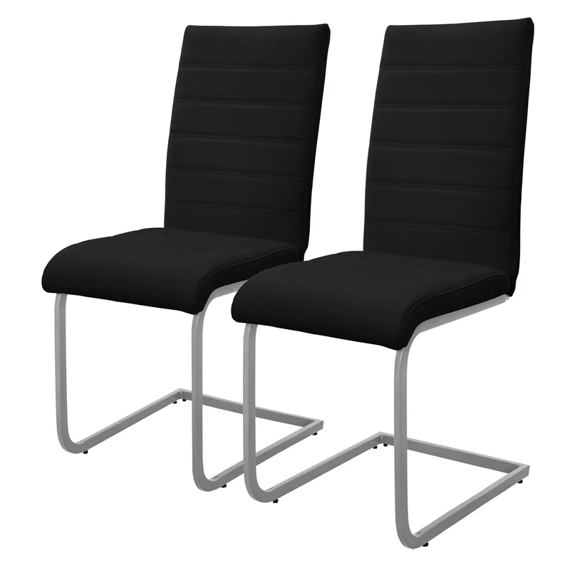 Esszimmerstuhl Freischwinger 2er Set mit Rückenlehne Kunsterlederbezug ML-Design