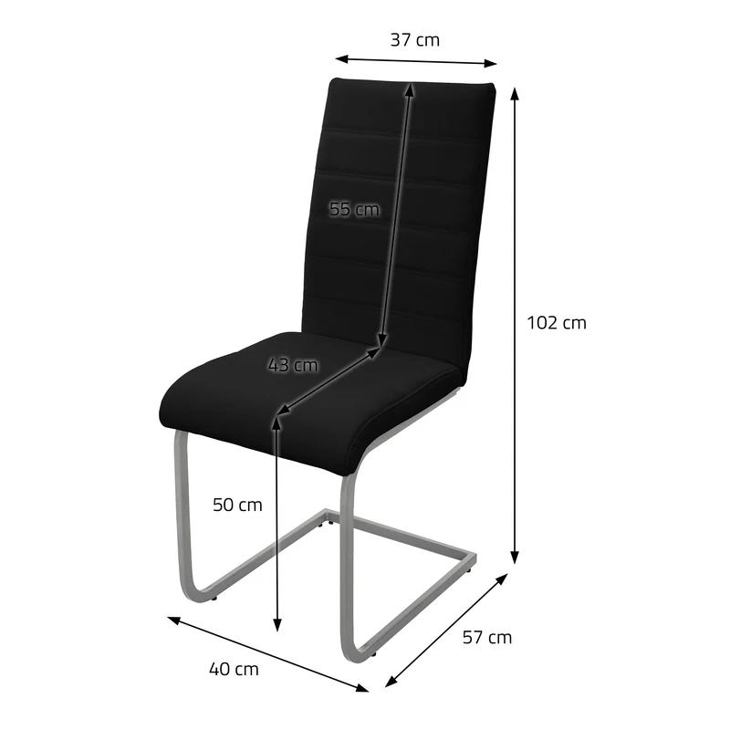 Esszimmerstuhl Freischwinger 2er Set mit Rückenlehne Kunsterlederbezug ML-Design