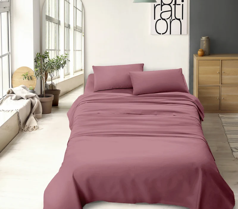 Completo Letto No Stiro Tinta Unita Effetto Raso con Angoli Elasticizzati Made in Italy Il Gruppone
