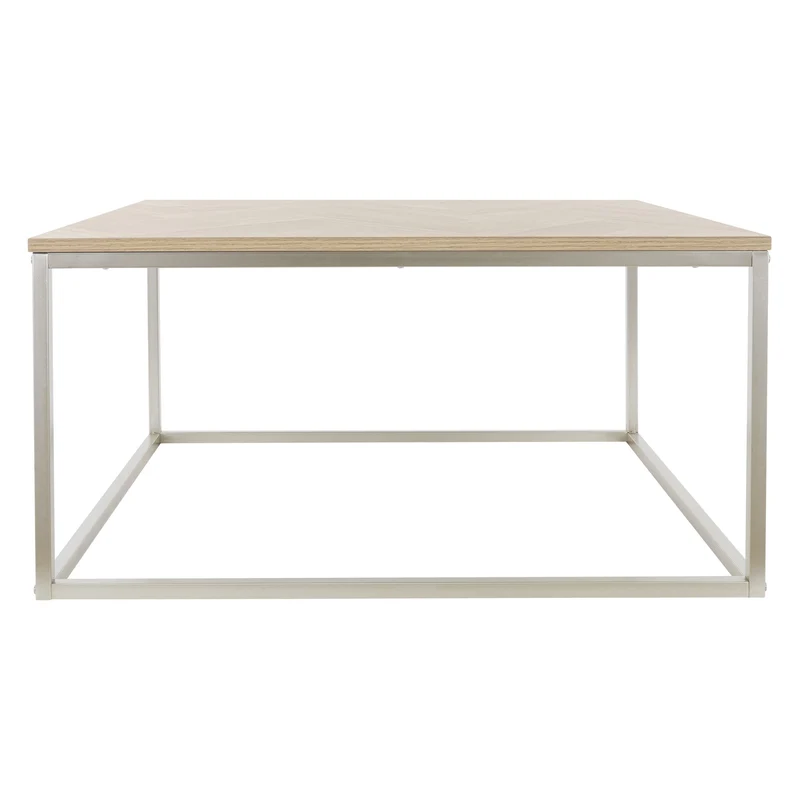 B-Ware Couchtisch 80x80x40 cm Fischgrätenmuster Eichen-Optik mit Stahlgestell ML-Design