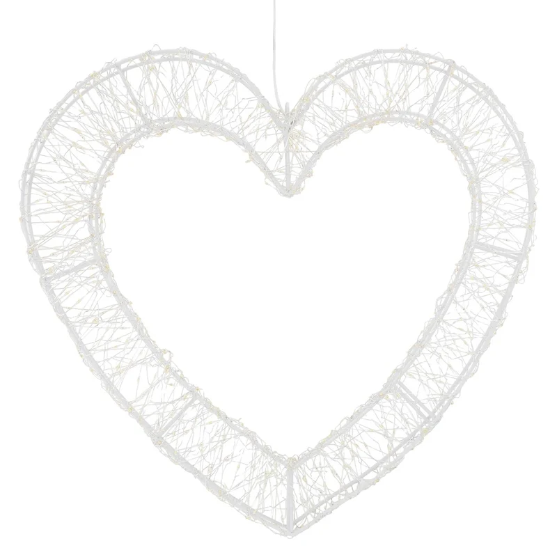 ECD Germany | LED Deko Herz mit Timer 500 LED 36 cm Metall Warmweiß Weihnachtsdeko Weihnachtsbeleuchtung Fensterdeko Weihnachten Lichterherz Außen