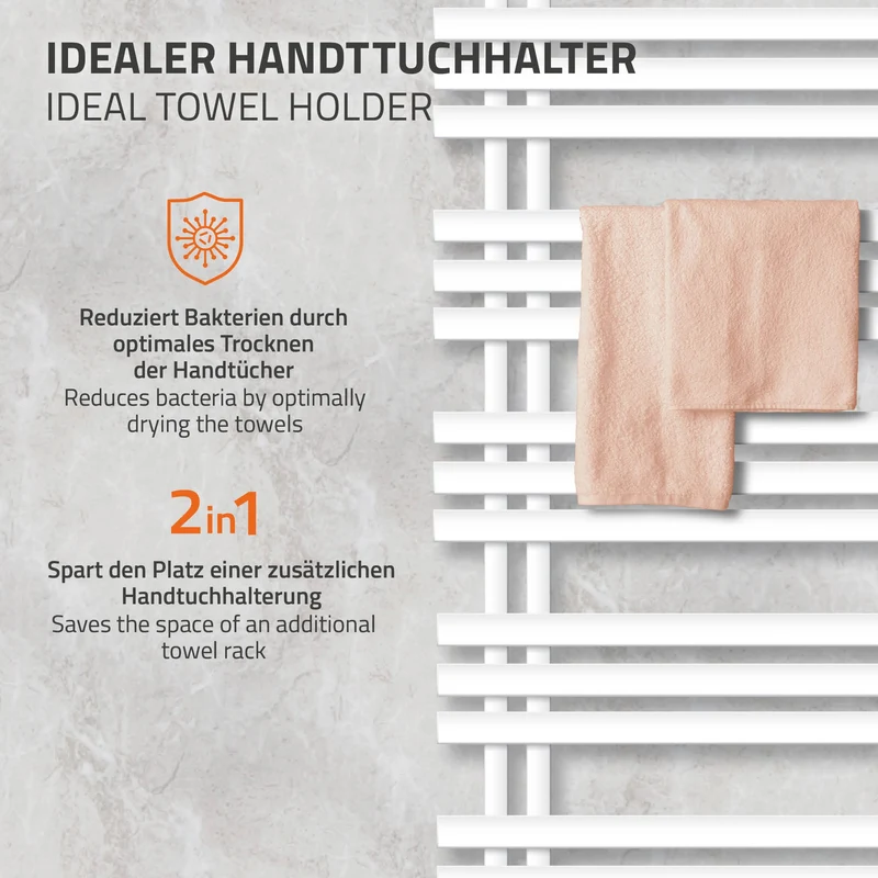 Badheizkörper Iron EM mit Heizstab 900W 600x1600 mm Weiß