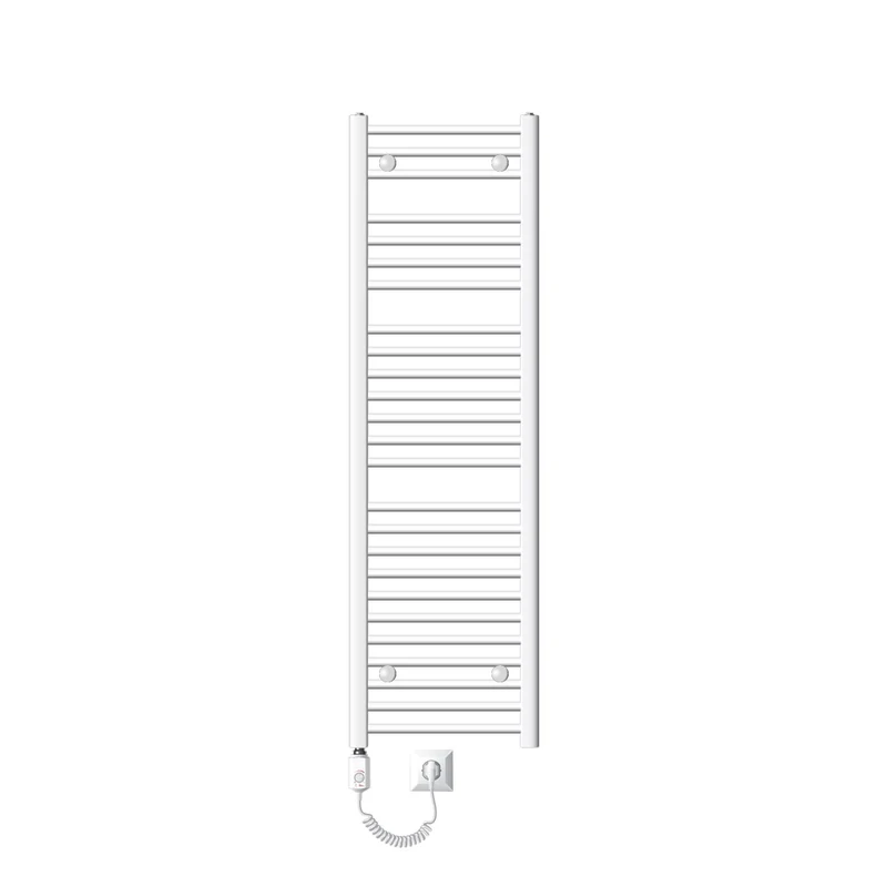Elektrischer Badheizkörper mit Heizstab 900W 400x1500 mm Weiß gebogen mit Seitenanschluss LuxeBath