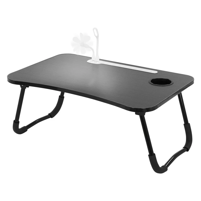 ML-Design | Laptoptisch mit USB-Ports klappbar 60x40 cm aus MDF inkl. USB Lampe und Ventilator