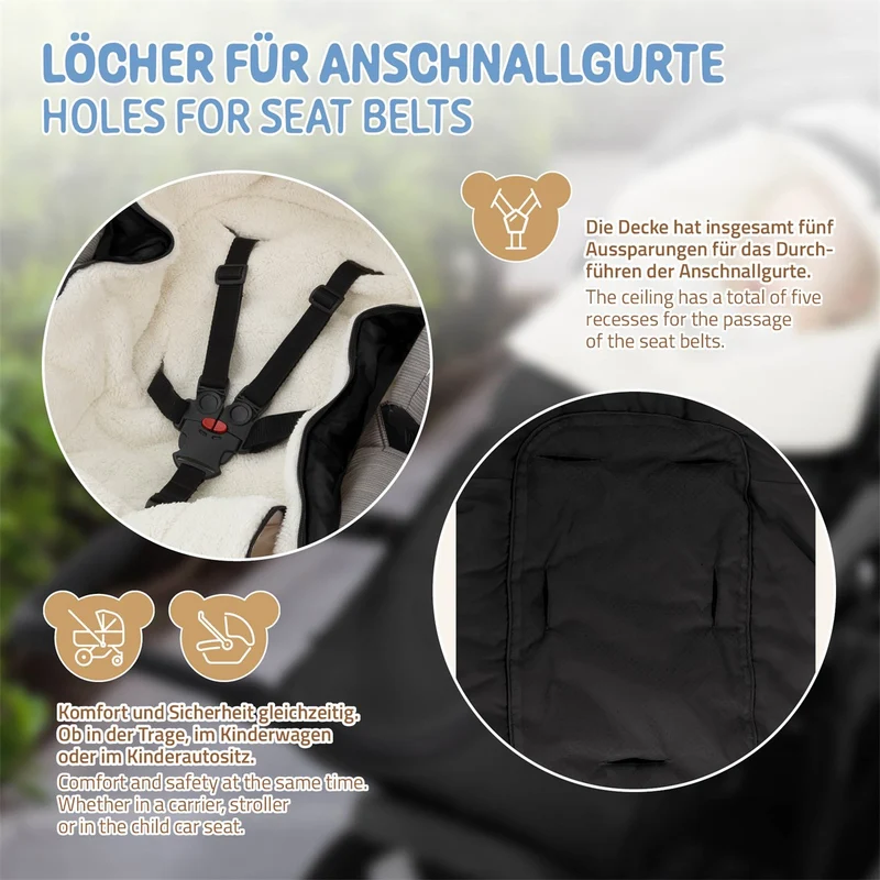 Joyz | Babyfußsack 94x48x10 cm Universal Fußsack für Babyschale, Sitzauflage aus Fleece, Wetterfest Winterfußsack