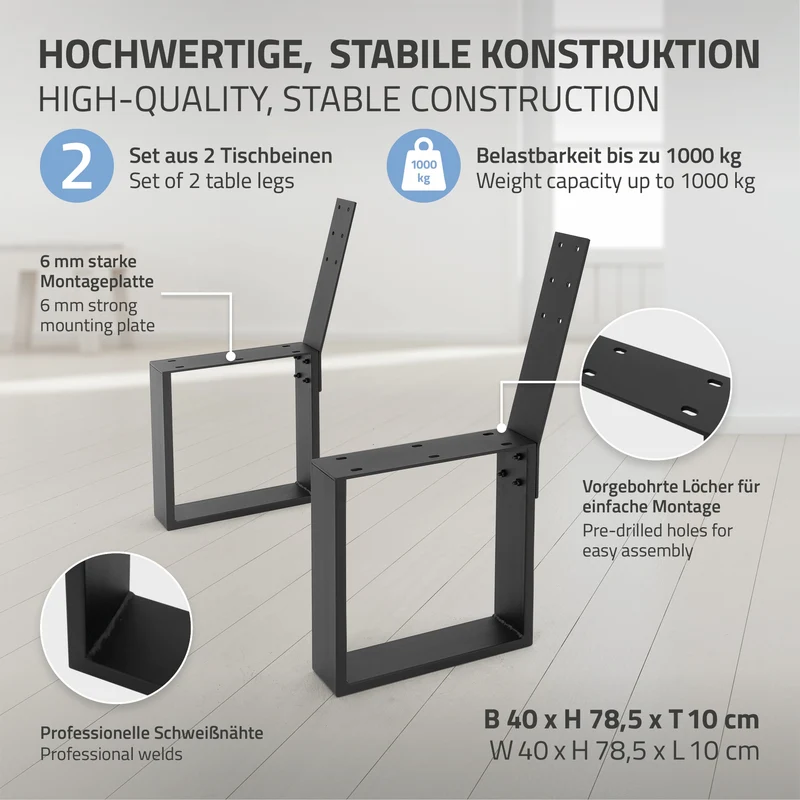 ML-Design | Bankbeine 2er Set mit Rückenlehne O-Design 40 x 78,5 cm us Stahl massiv Bankkufen für Außenbereich, DIY Gartenbank
