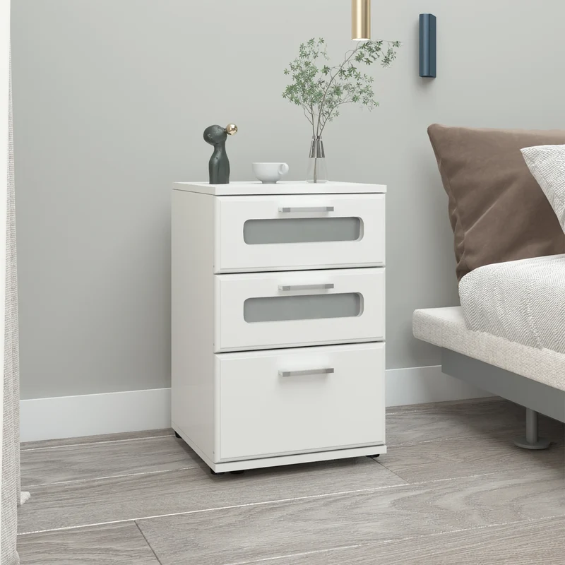ML-Design | Nachttisch mit drei Schubladen 40x60x38 cm aus Holz, Boxspringbett passend zu jedem Bett